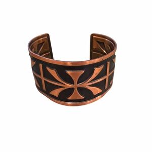 Bell Trading Post Vintage Copper Cuff Bracelet Southwestern Tribal Cross Design